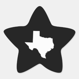 Texas in White and Black Star Sticker