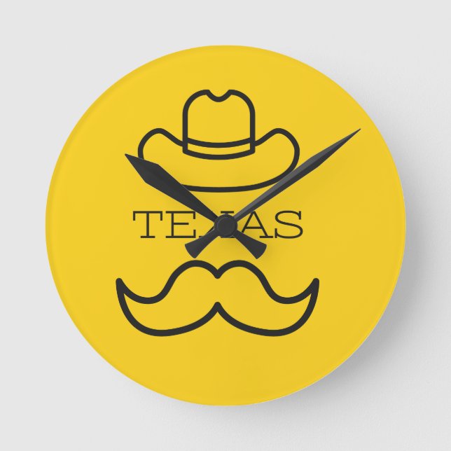 Texas in Yellow 2 Round Clock (Front)