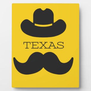 Texas in yellow plaque