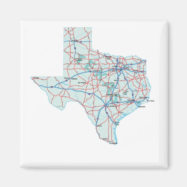Texas Interstate Map Magnet (Front)