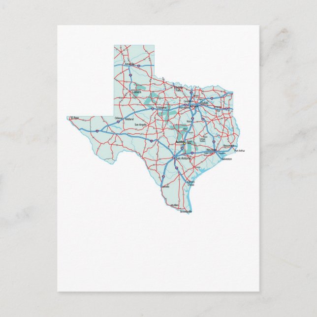 Texas Interstate Map Postcard (Front)