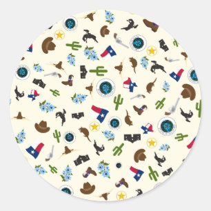 Texas items- famous state icons classic round sticker