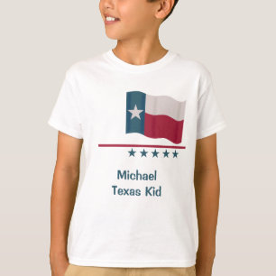 Texas Kid Word Waving Lone Star Flag T-Shirt