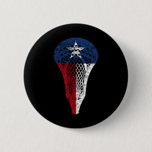 Texas Lacrosse Texan State Flag Lax Stick Tee  6 Cm Round Badge