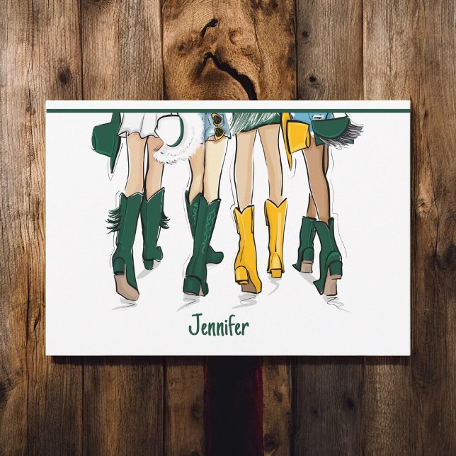 Texas Ladies Fashion Cowboy Boot Gold Green Thank You Card (Creator Uploaded)