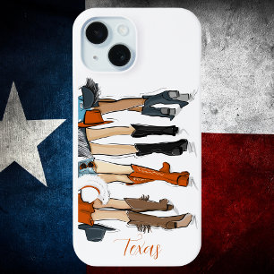Texas Ladies Fashion Cowboy Boots Burnt Orange iPhone 15 Case