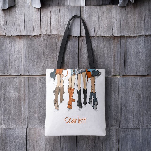 Texas Ladies Fashion Cowboy Boots Orange Custom Tote Bag (Creator Uploaded)
