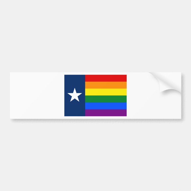 Texas LGBT Gay Pride Rainbow Flag Bumper Sticker (Front)