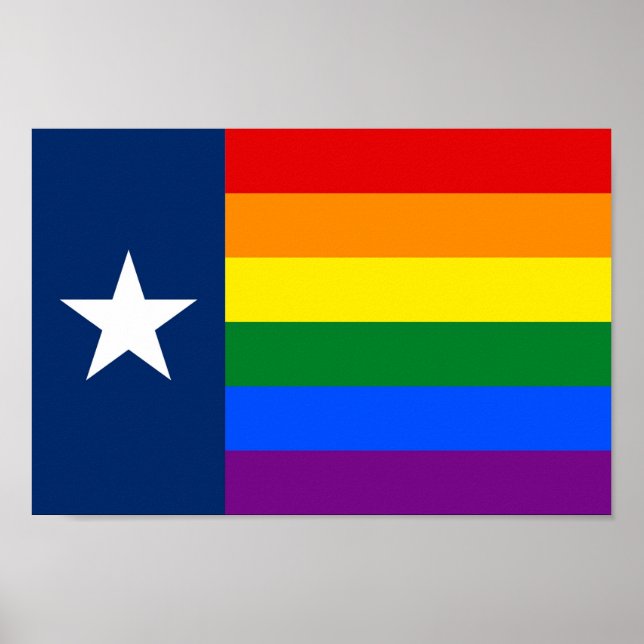 Texas LGBT Gay Pride Rainbow Flag Poster (Front)