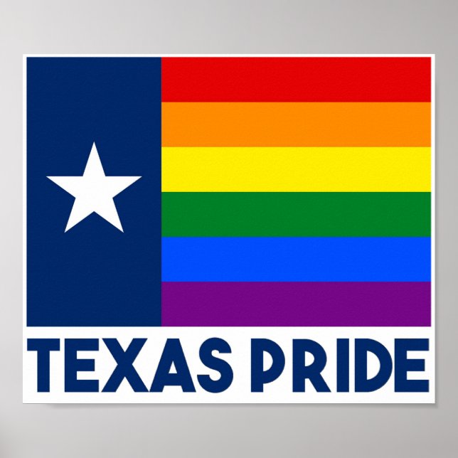 Texas LGBT Gay Pride Rainbow Flag Poster (Front)