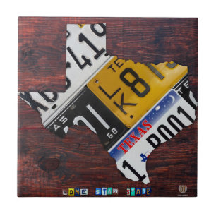 Texas License Plate Map Ceramic Tile V2