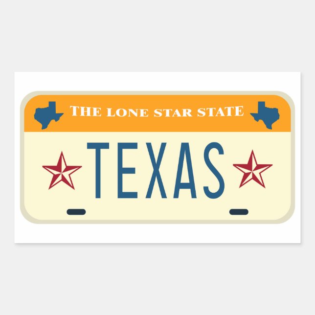 Texas License Plate, The Lone Star State Rectangular Sticker (Front)
