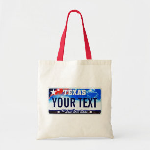 Texas license plate tote bag
