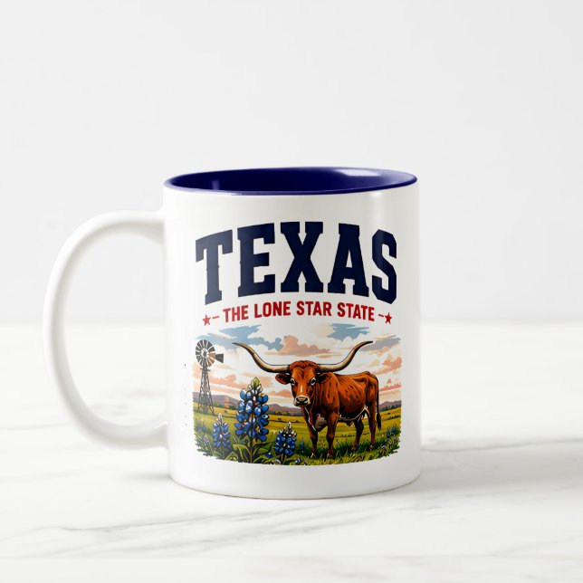 Texas Lone Star Adventure Two-Tone Coffee Mug (Left)