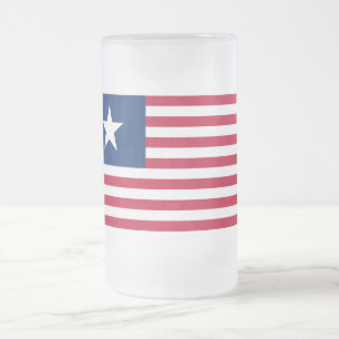 Texas, Lone Star and Stripes Frosted Glass Beer Mug