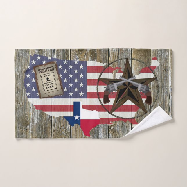 Texas Lone Star Duelling Pistols Most Wanted Sign  Bath Towel Set (Hand Towel)