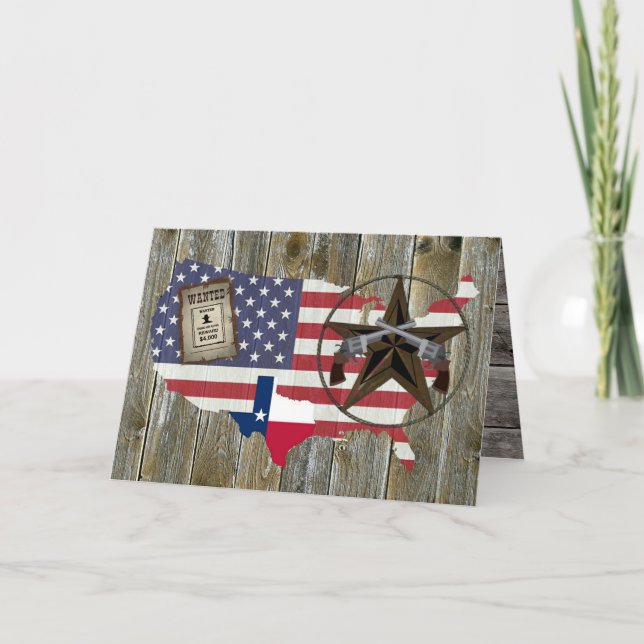 Texas Lone Star Duelling Pistols Most Wanted Sign Card (Front)