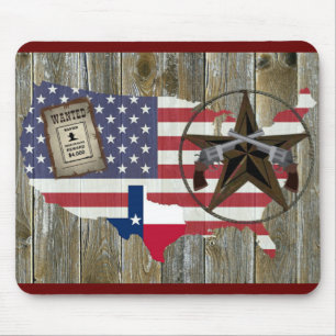 Texas Lone Star Duelling Pistols Most Wanted Sign Mouse Mat
