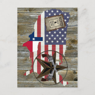 Texas Lone Star Duelling Pistols Most Wanted Sign Postcard
