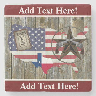 Texas Lone Star Duelling Pistols Most Wanted Sign Stone Coaster