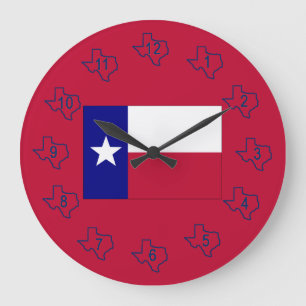 Texas Lone Star Flag Large Clock