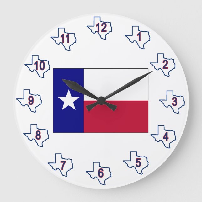 Texas Lone Star Flag Large Clock (Front)