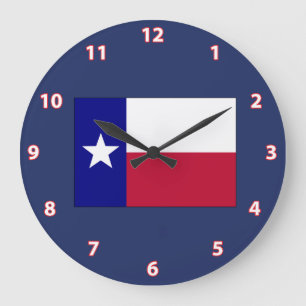 Texas Lone Star Flag Large Clock
