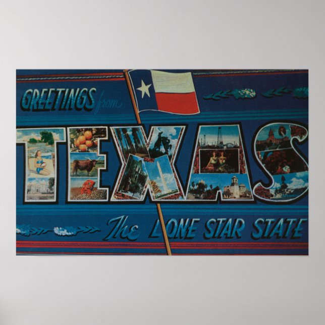 Texas (Lone-Star Flag)Large Letter Scenes Poster (Front)