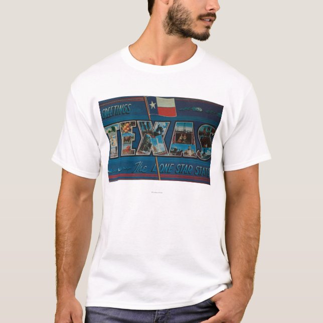 Texas (Lone-Star Flag)Large Letter Scenes T-Shirt (Front)