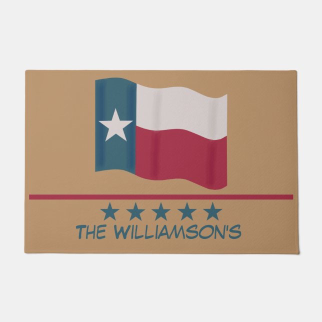 Texas Lone Star Flag Name Personalised Doormat (Front)