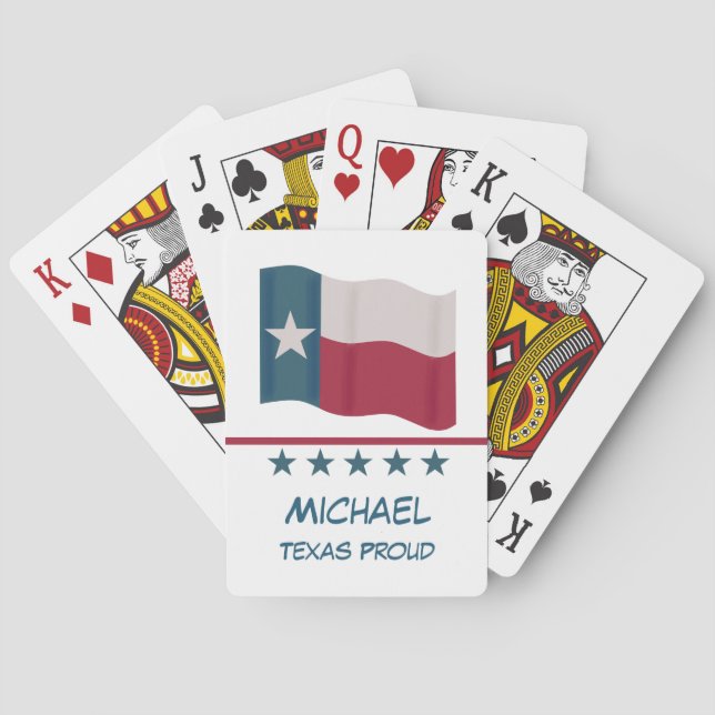Texas Lone Star Flag Name Personalised Proud Playing Cards (Back)