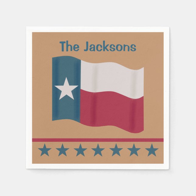 Texas Lone Star Flag Name Personalised Tan Napkin (Front)