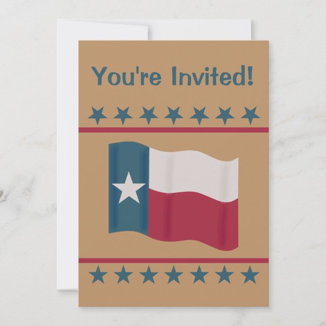Texas Lone Star Flag Red White Blue Party Event Invitation (Front)