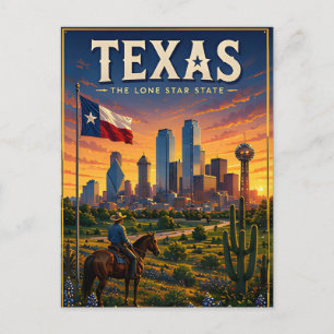Texas Lone Star Skyline Desert Sunset Adventure Postcard