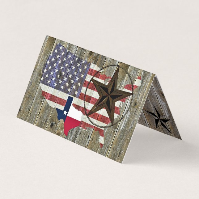 Texas Lone Star State American Flag Business Card (Front)