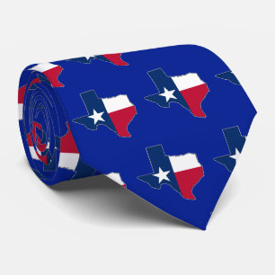Texas Lone Star State Flag and Map Outline Texan Tie