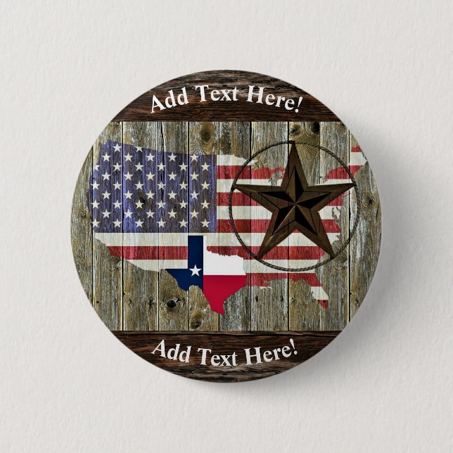 Texas Lone Star State Flag Map Button (Front)