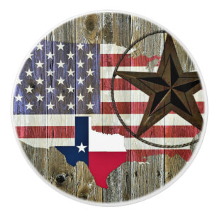 Texas Lone Star State Flag Map Ceramic Knob