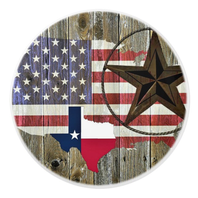 Texas Lone Star State Flag Map Ceramic Knob (Front)