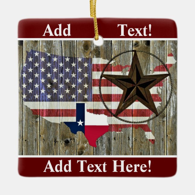 Texas Lone Star State Flag Map Ceramic Ornament (Front)