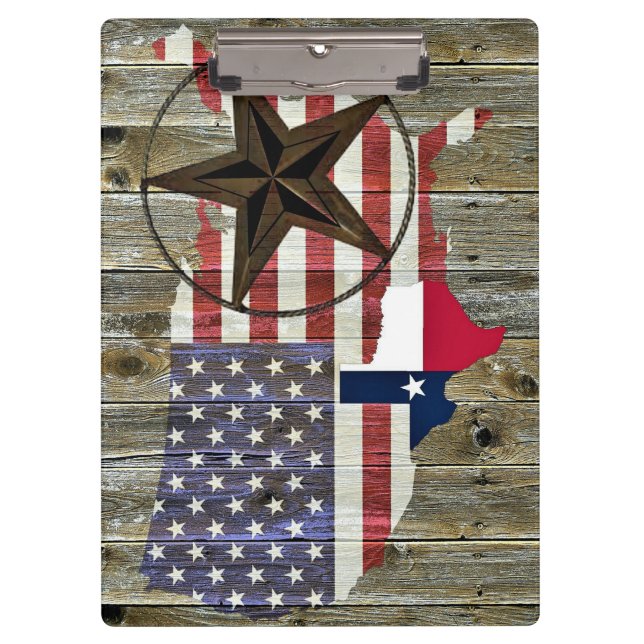 Texas Lone Star State Flag Map Clipboard (Front)