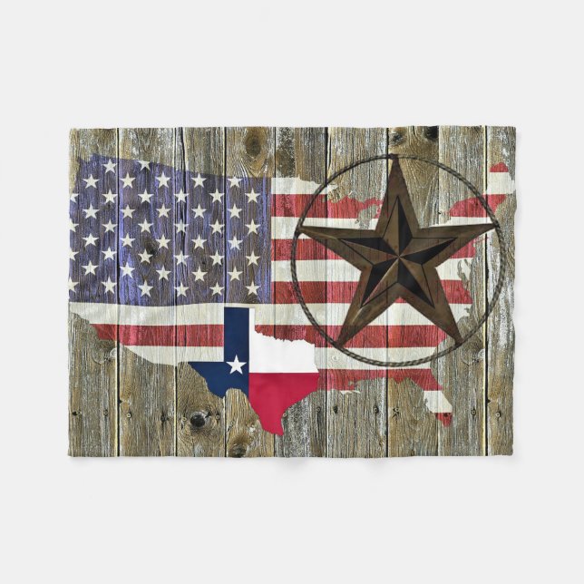 Texas Lone Star State Flag Map Fleece Blanket (Front (Horizontal))