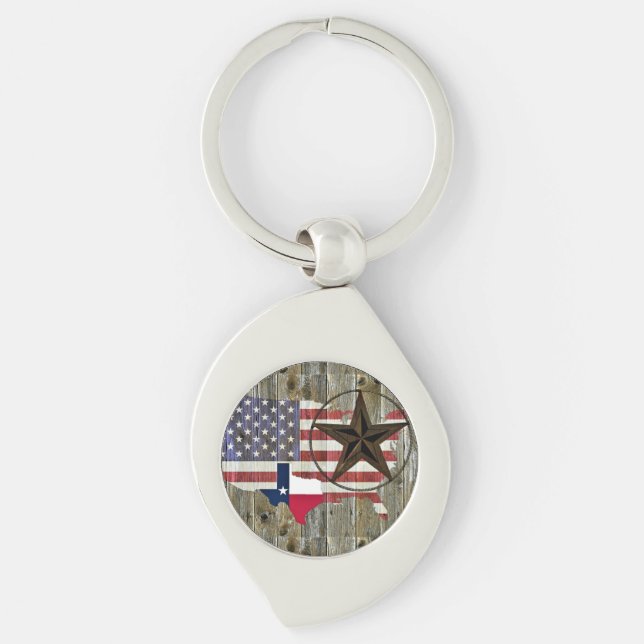 Texas Lone Star State Flag Map Key Ring (Front)