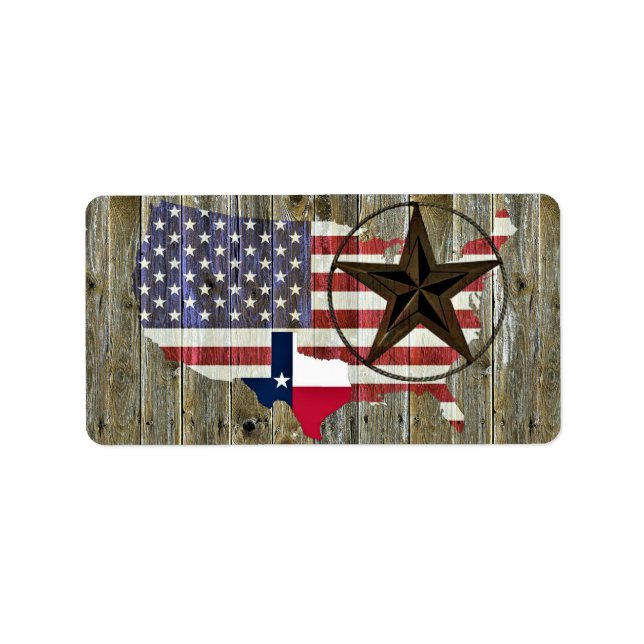 Texas Lone Star State Flag Map Label (Front)