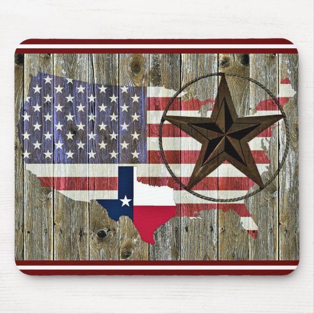 Texas Lone Star State Flag Map Mouse Pad (Front)