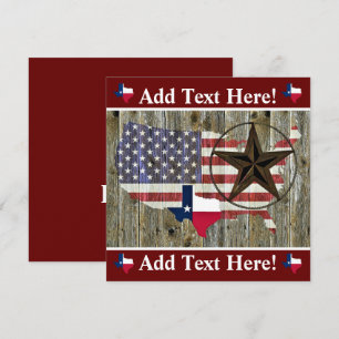 Texas Lone Star State Flag Map Note Card