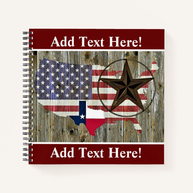Texas Lone Star State Flag Map Notebook (Front)