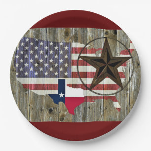 Texas Lone Star State Flag Map Paper Plate