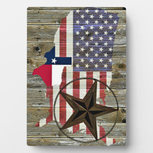 Texas Lone Star State Flag Map Plaque