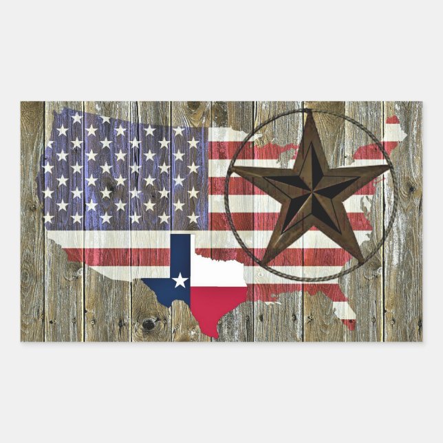 Texas Lone Star State Flag Map Rectangular Sticker (Front)